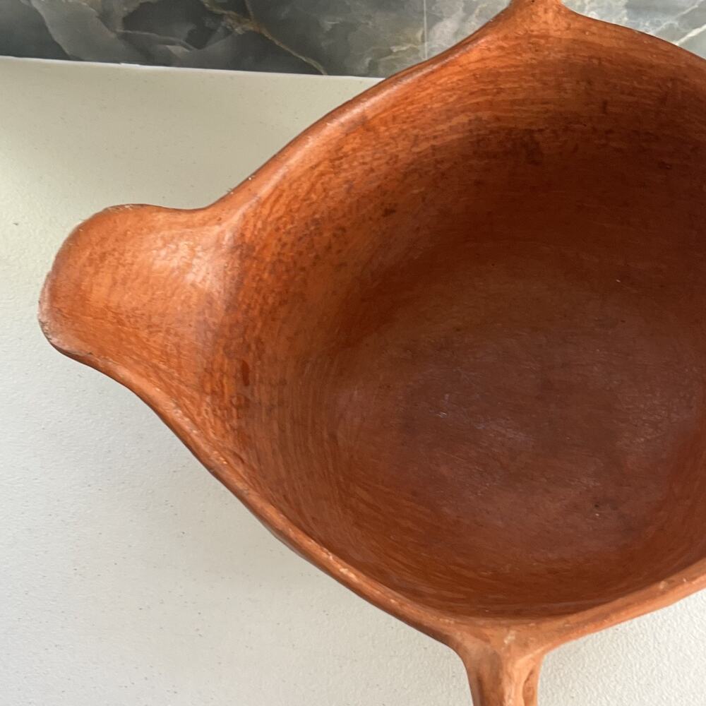 Handmade Terra-cotta Clay Art Pottery Handle Spout Bowl - Picture 6 of 12